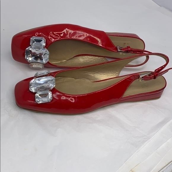 Stuart Weitzman Sz 6.5 Red Patent Leather Flats - Picture 2 of 12